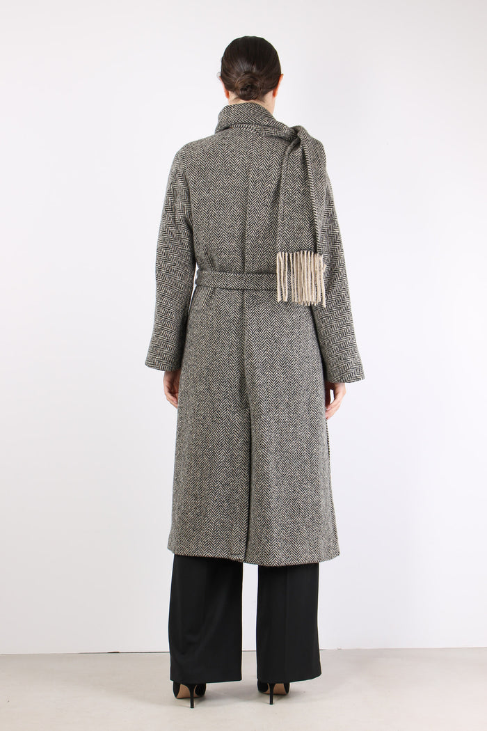 Zenica Cappotto Spinato Cintur Nero/cacha-4