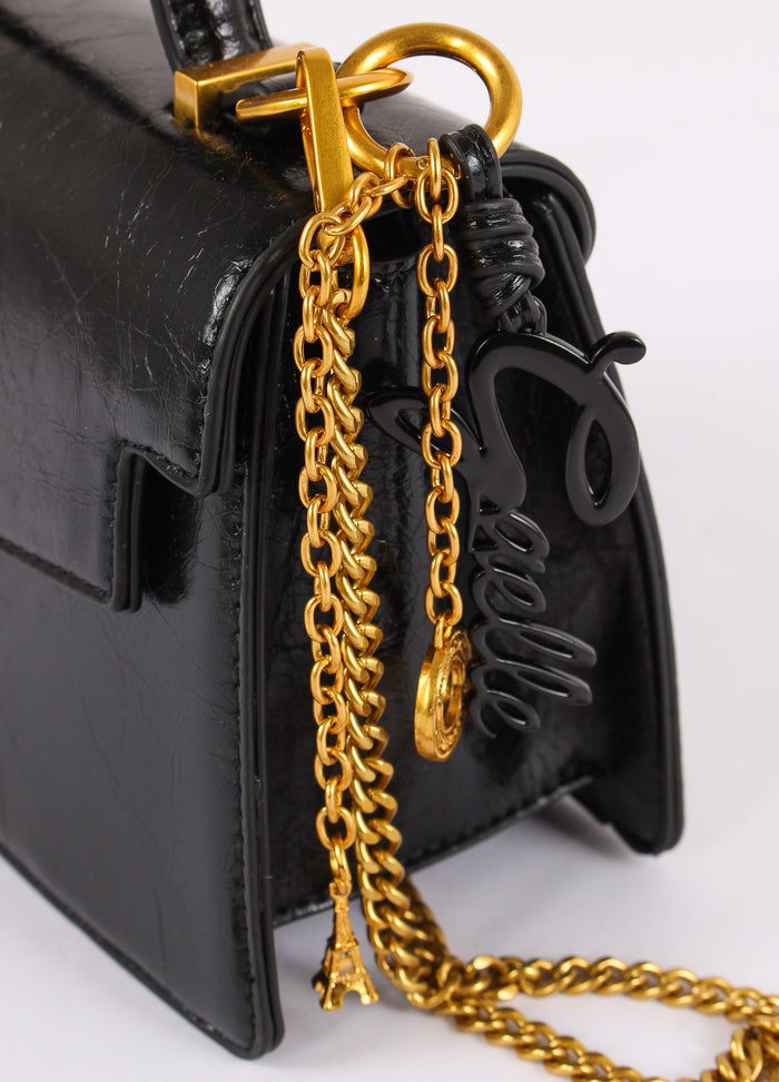Mini Bag Effetto Marmorizzato Nero-6