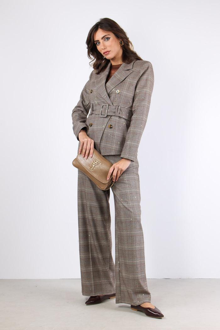 Giacca Cintura Galles Paillett Nocciola/moro