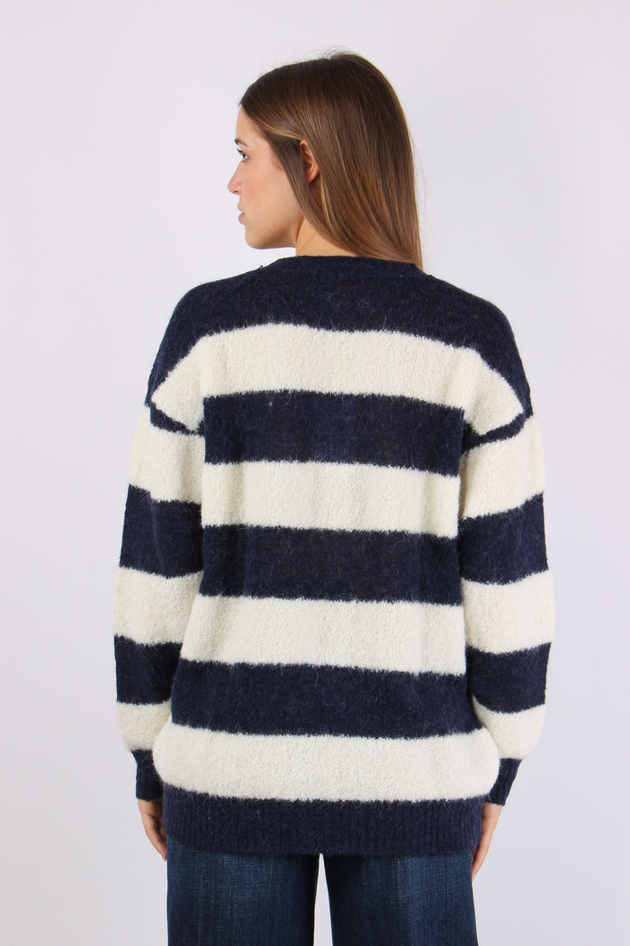 Cardigan Over Riga Bianco/navy-5