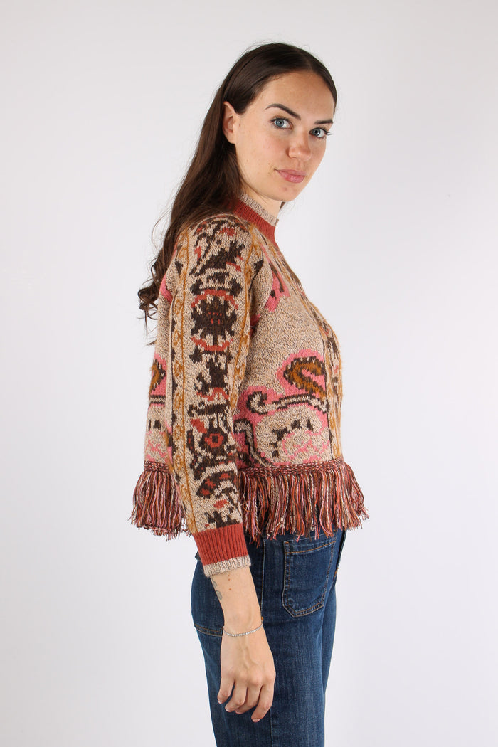 Maglia Jacquard Fondo Frange Fantasia-4