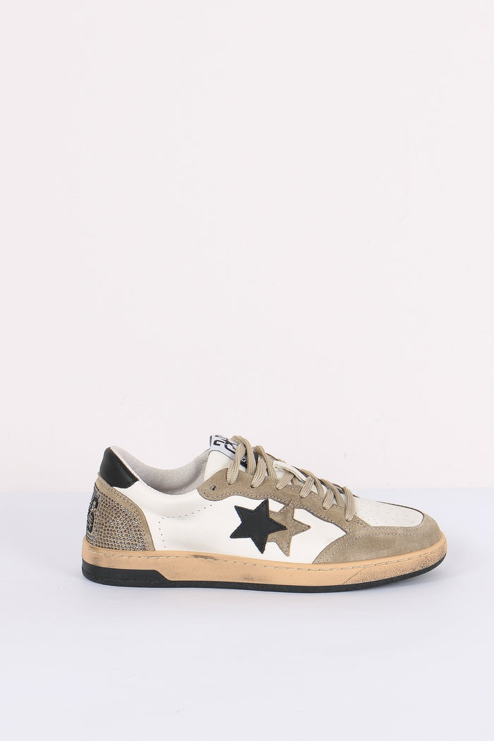 Sneakers Week Strass Bianco/taupe