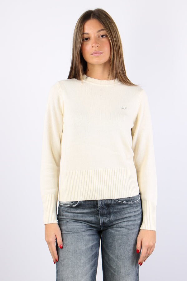 Girocollo Misto Cashmere Bianco