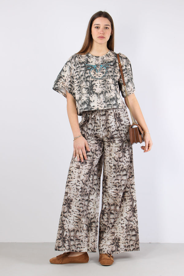 Terni T-shirt Snake Ricamo Beige/nero