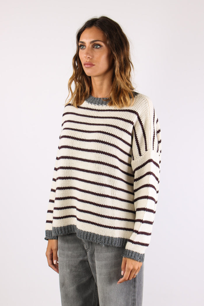 Maglia Girocollo Riga Panna/bordeaux-5