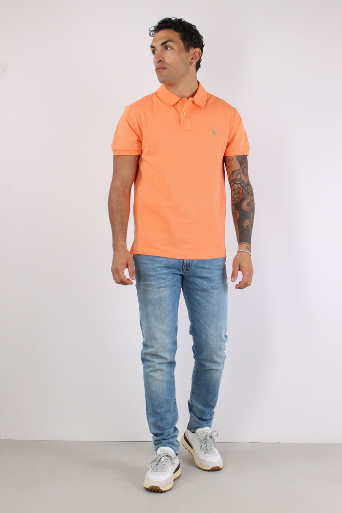 Polo Rete Slim Fit Orange-5