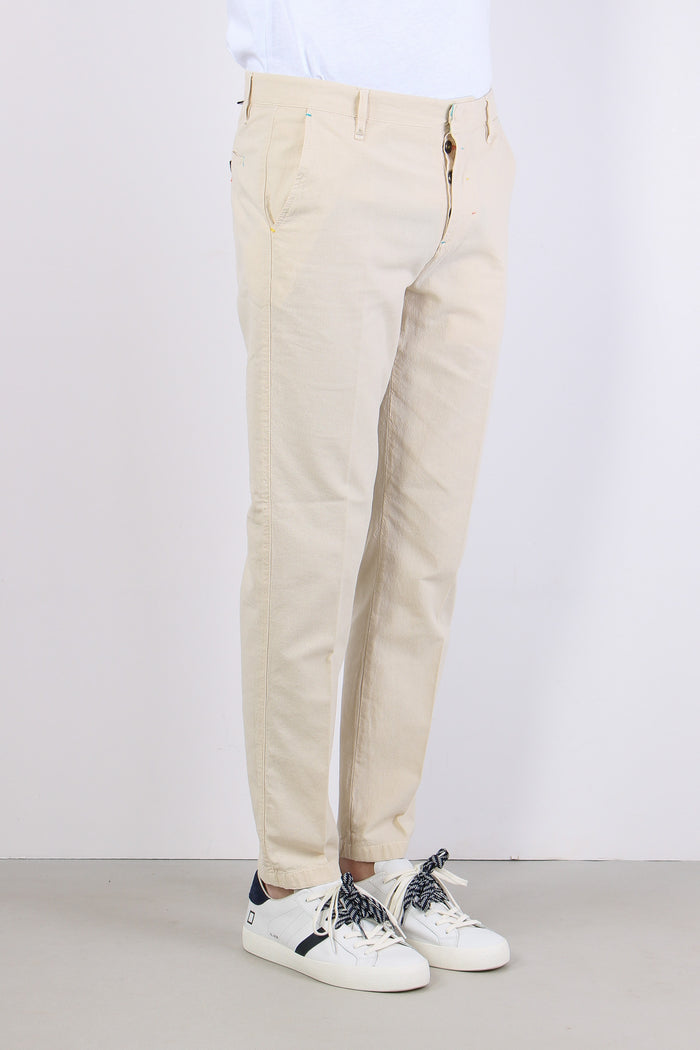 Pantalone Chino Misto Lino Panna-3