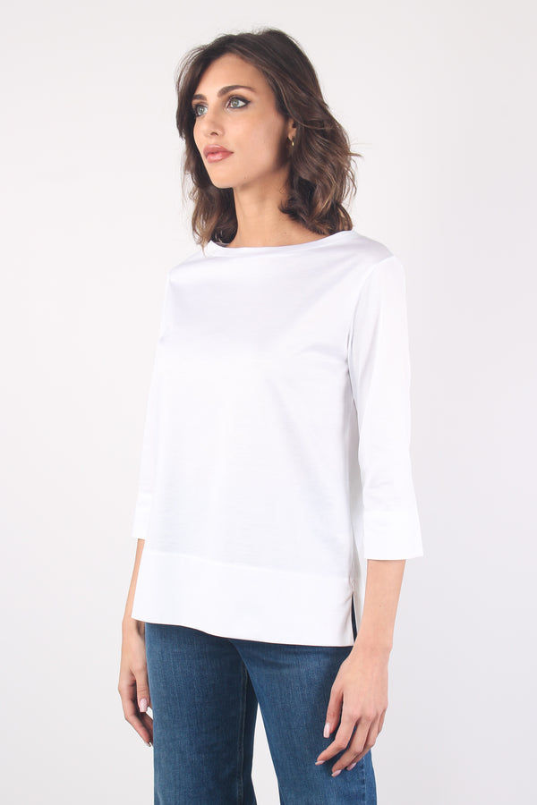 T-shirt Scollo Barca Jersey Bianco Ottico-2