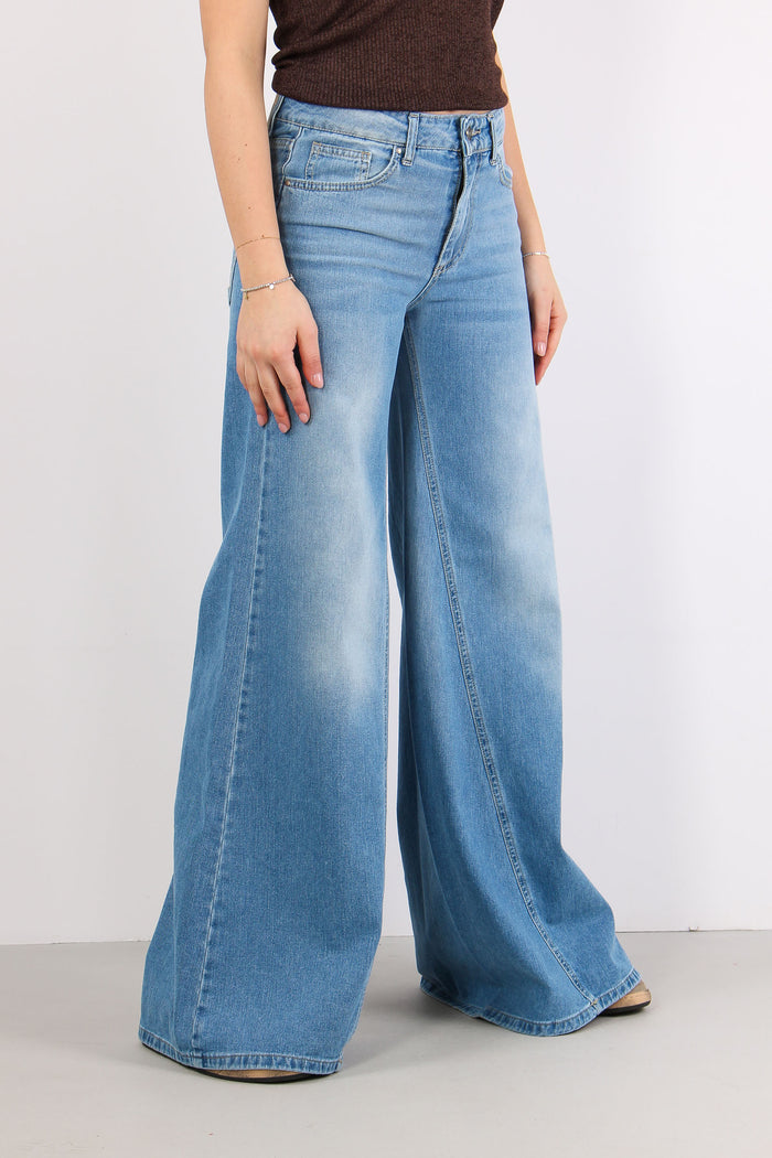 Eos Denim Zampa Taglio Asimmetrico Denim Chiaro-5