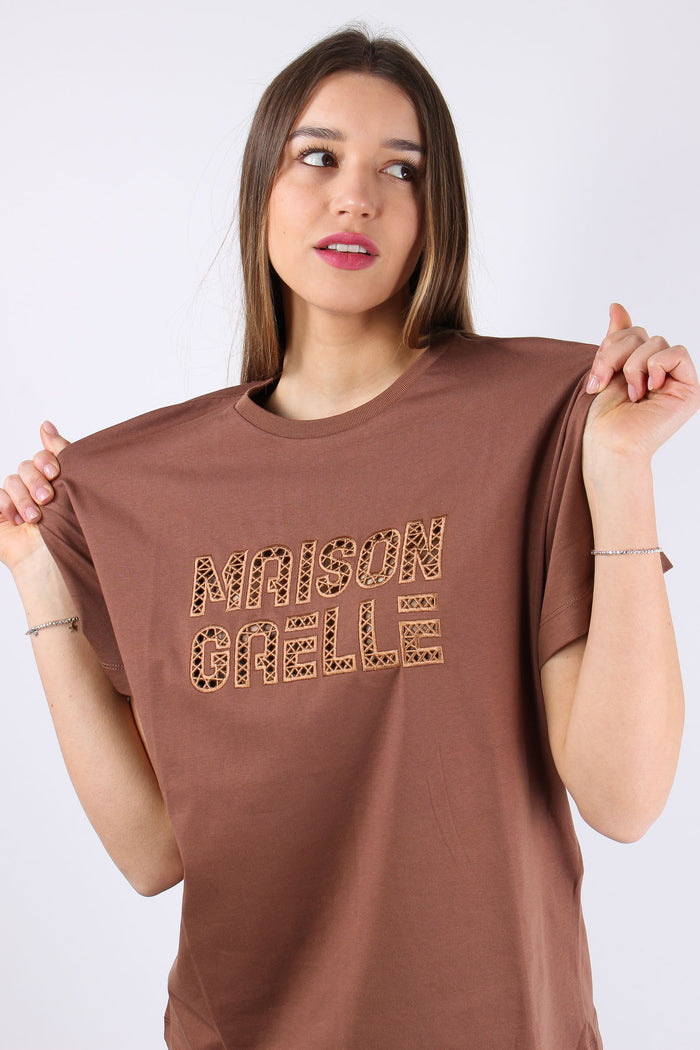 T-shirt Ricamo Maison Gaelle Moka-4
