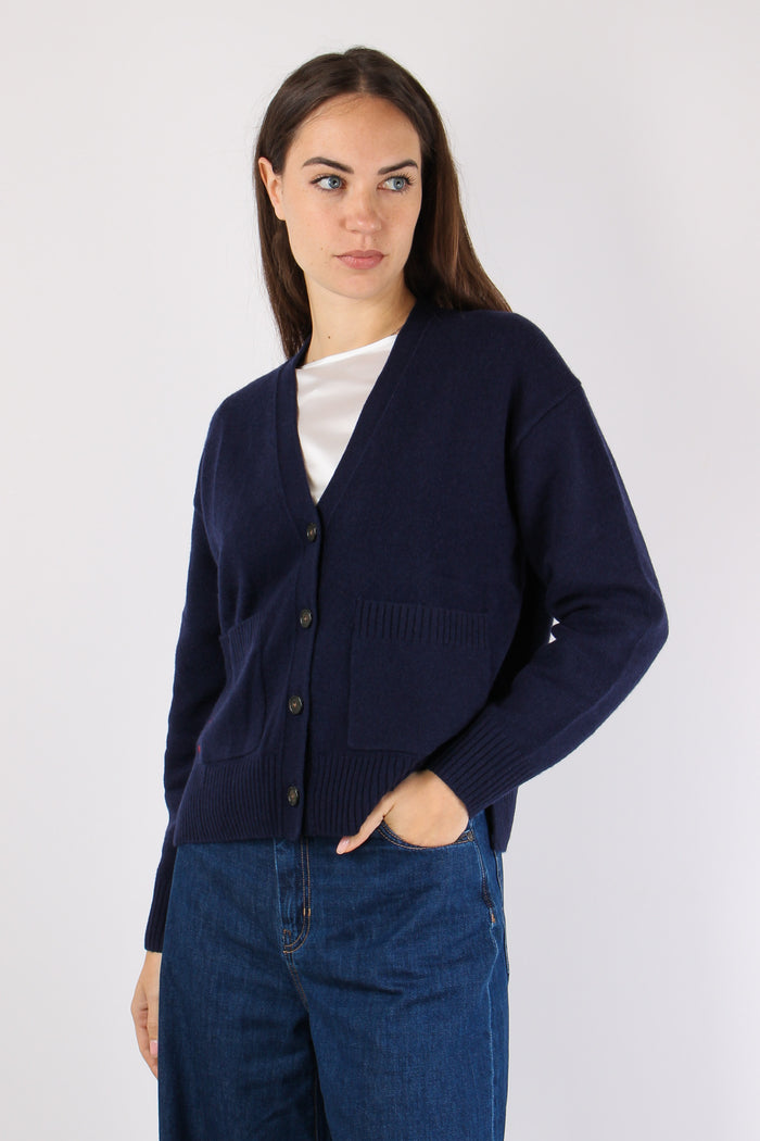 Cardigan Tasche Applicate Hunter Navy-6