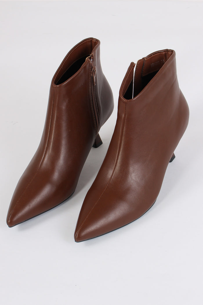 Tronchetto Tacco Basso Spillo Brown-2