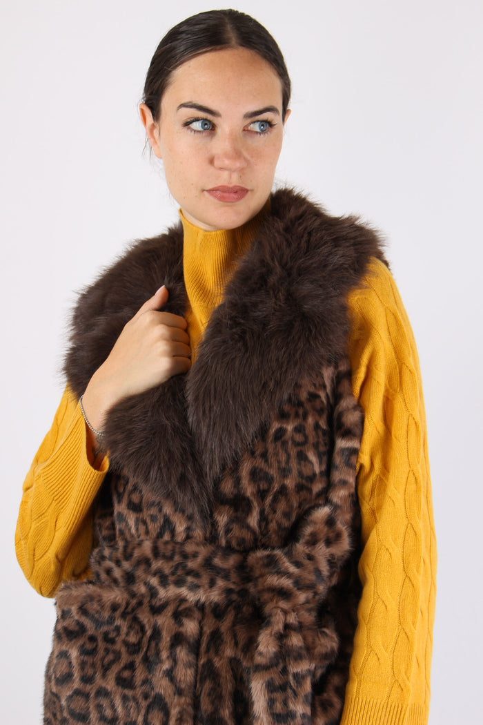 Princess Gilet Ecopelliccia Cinturato Multi Moro-7