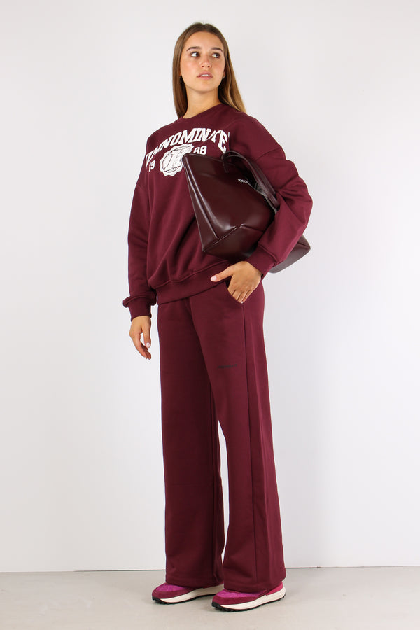 Pantalone Felpa Palazzo Bordeaux-2