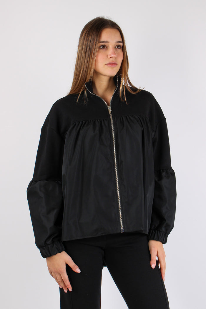 Bomber Felpa Inserto Nylon Black-4
