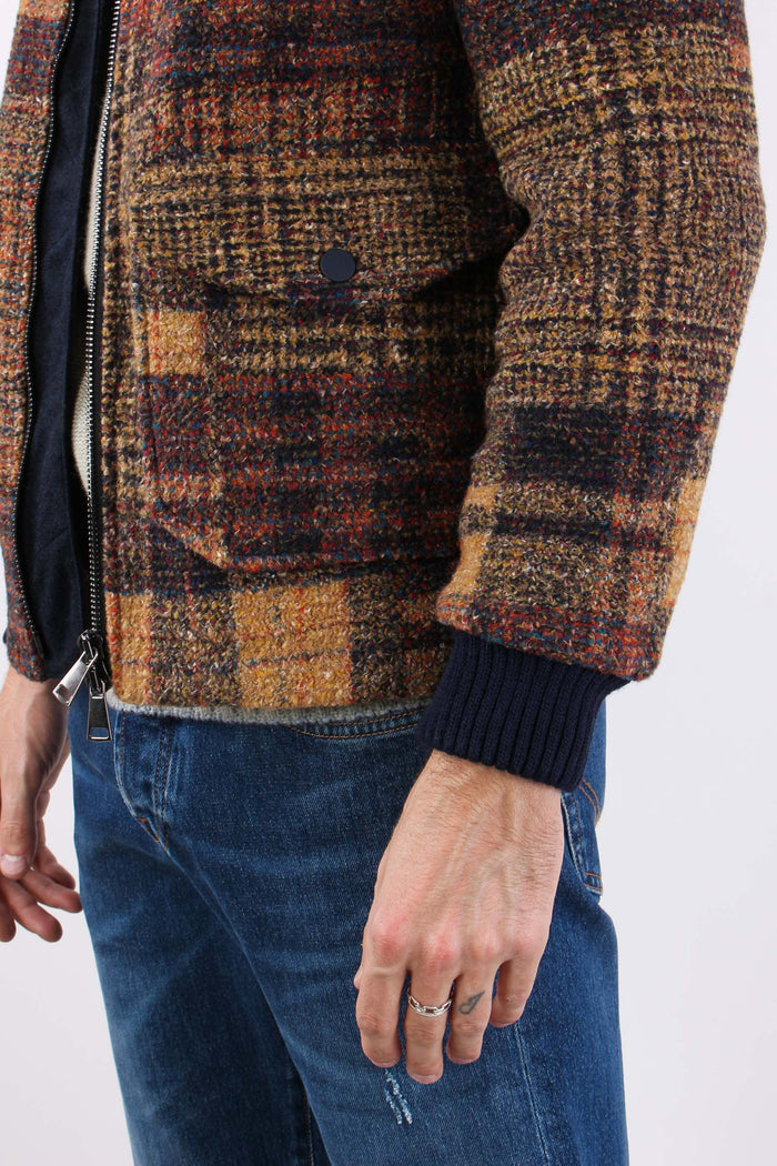 Giubbotto Corto Quadri Tasca T Ruggine-9