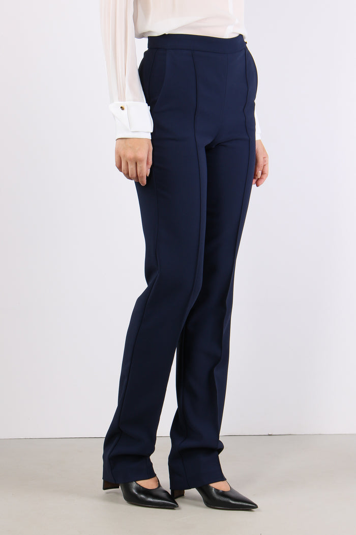 Pantalone Slim Fit Crepe Blu Notte-6