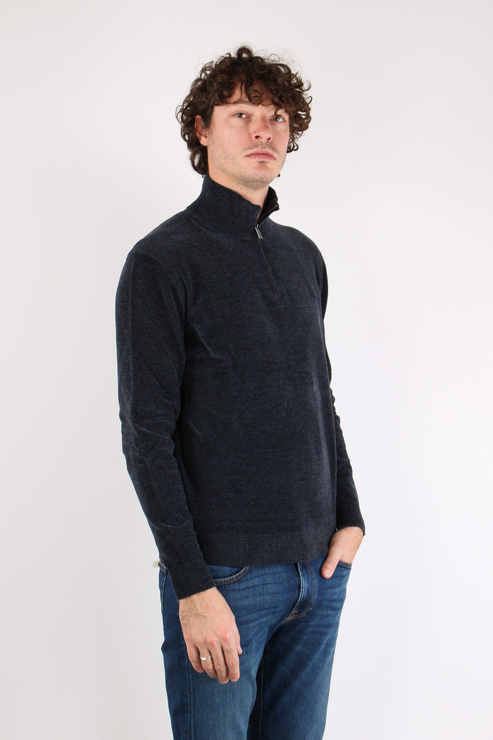 Maglia Mezza Zip Velluto Ultramarine Blue-6