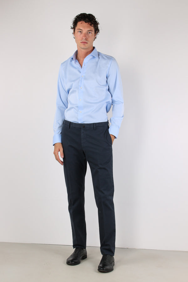 Camicia Collo Italiano Tencell Celeste