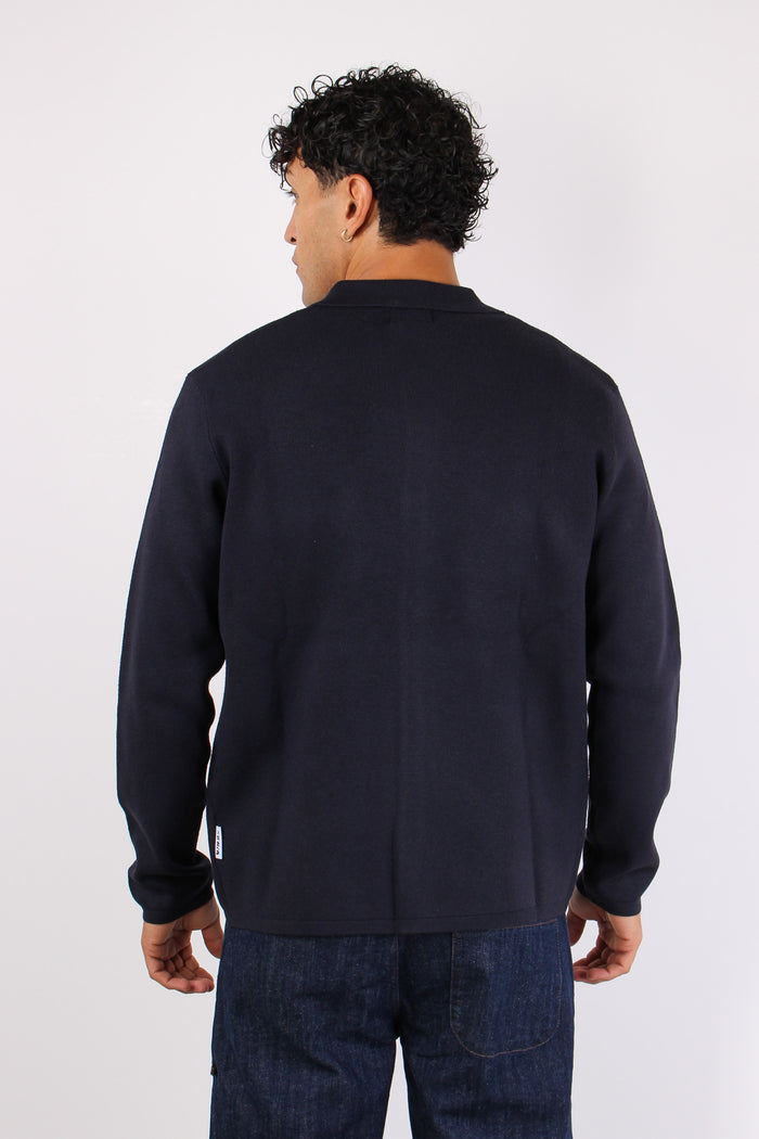 Cardigan Bottoni Tasche Navy-5