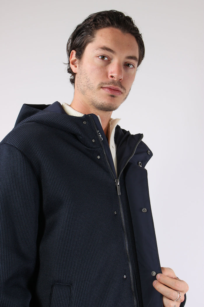 Parka Cappuccio Tricotech Blu Navy-8