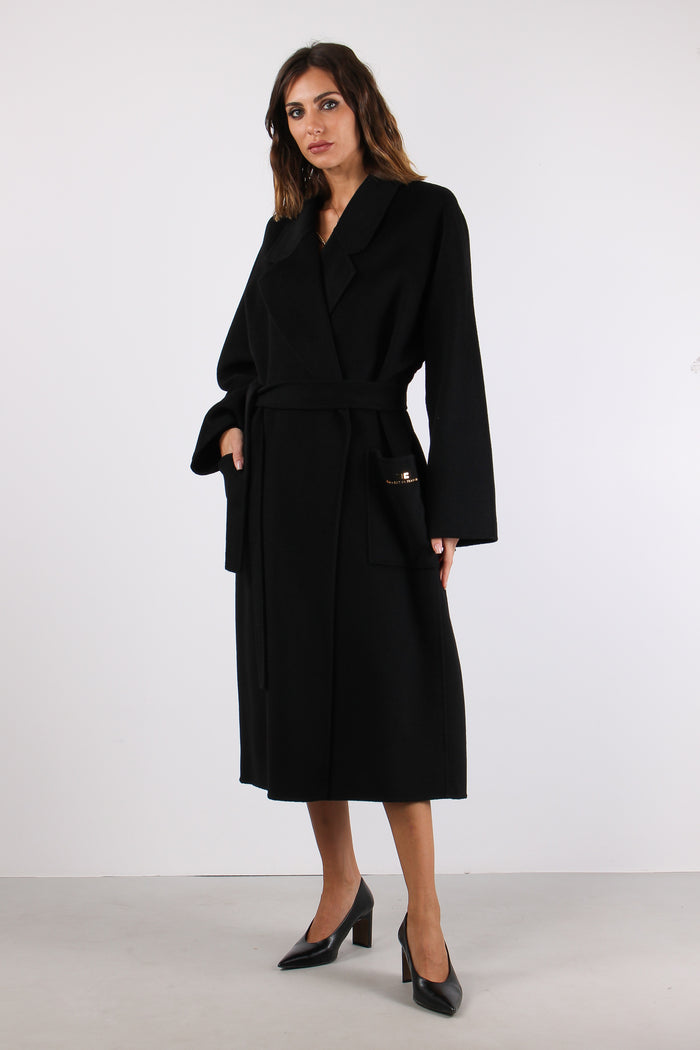 Cappotto Lungo Cintura Nero-3