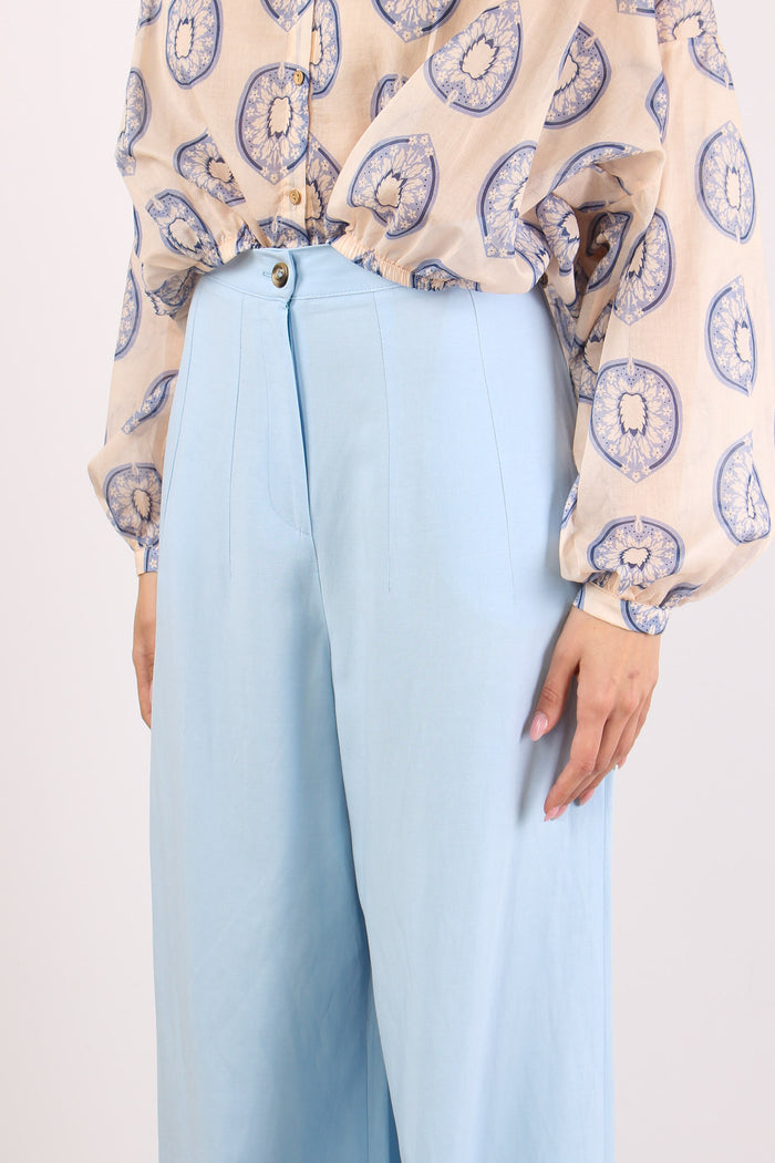 Pantalone Palazzo Misto Viscos Polvere-7