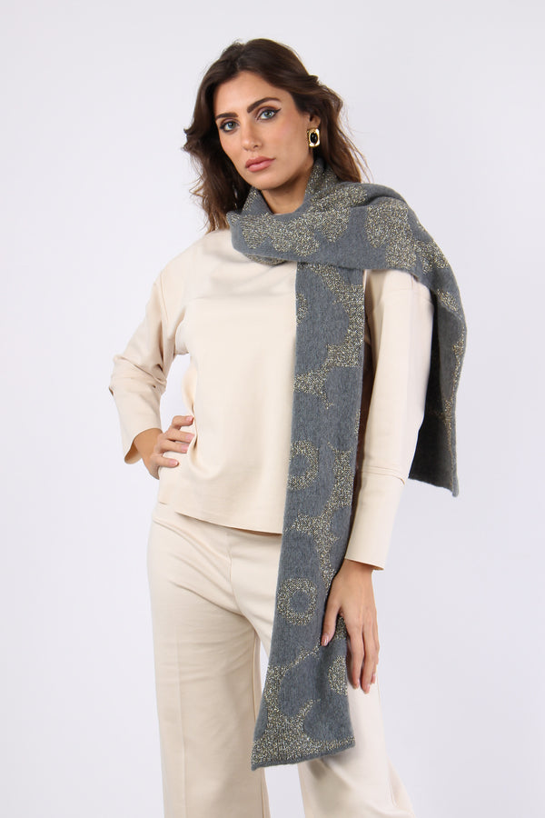 Sciarpa Fiori Grigio Scuro-2