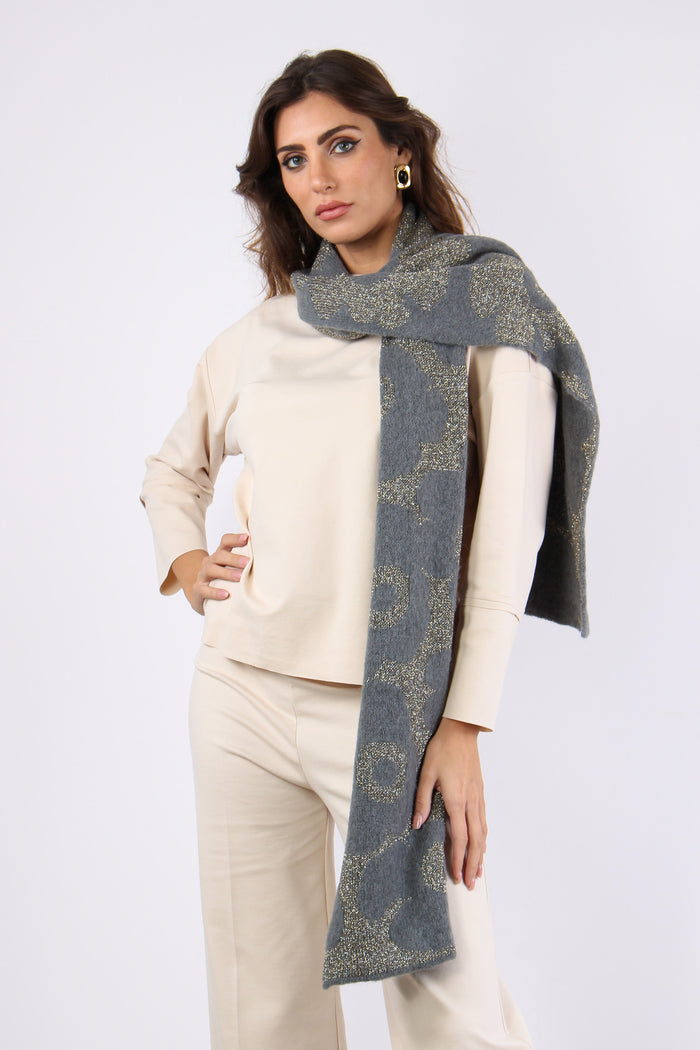 Sciarpa Fiori Grigio Scuro-2