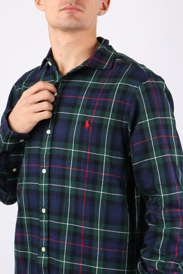 Camicia Check Twill Evergreen/red-6