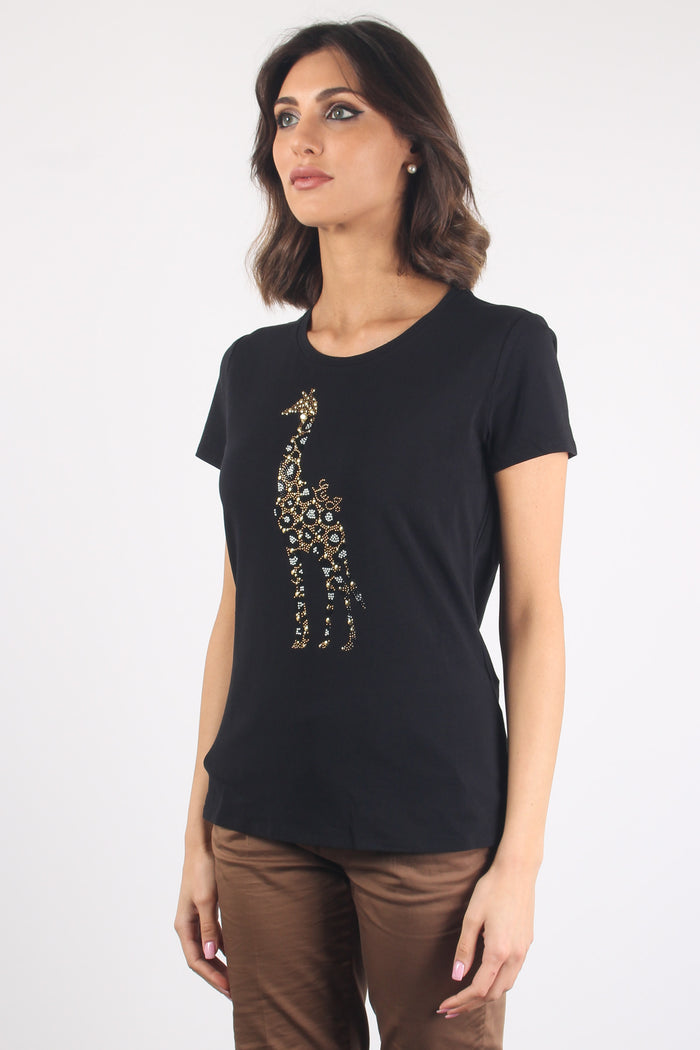T-shirt Stampa Zebra Nero Giraffe-4
