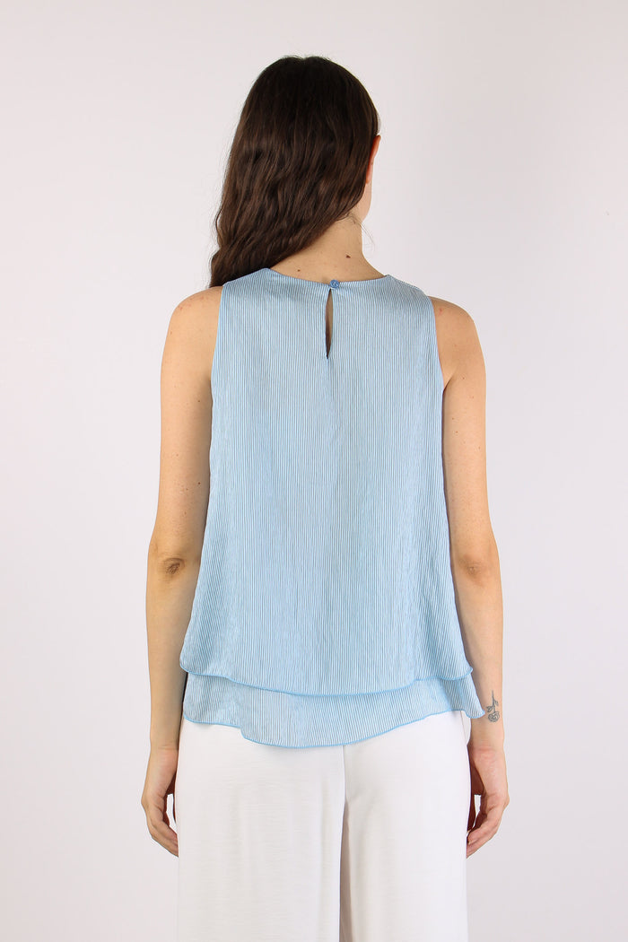 Top Doppiato Riga Viscosa Azzurro/nero-4
