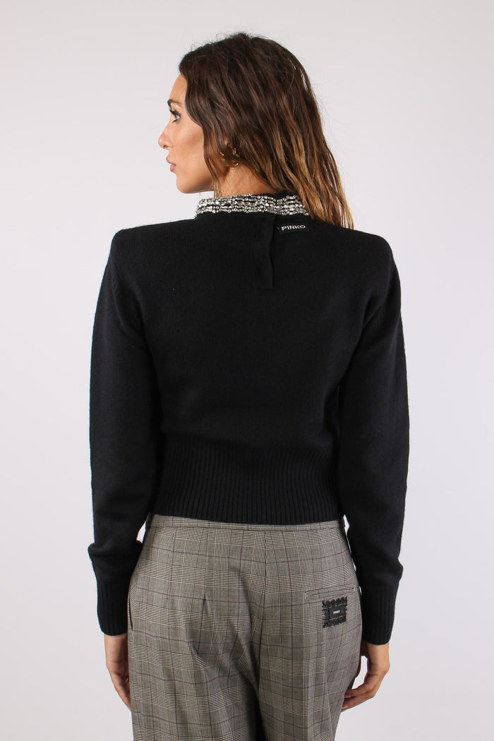Berlino Maglia Cropped Collo G Nero Limousine-4