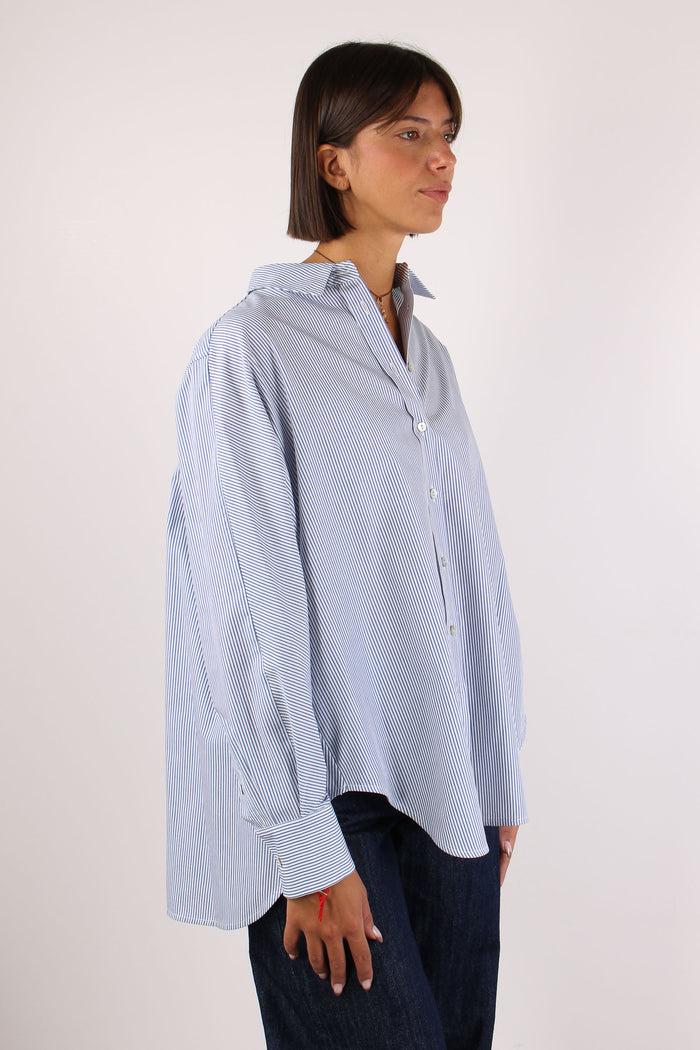 Camicia Over Bastoncino Bianco/azzurro-5