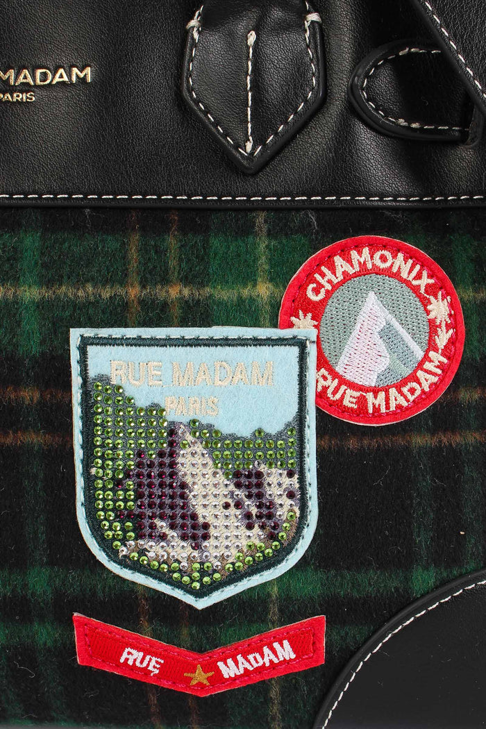 Mini Shopping Bimateriale Patch Tartan Green-6