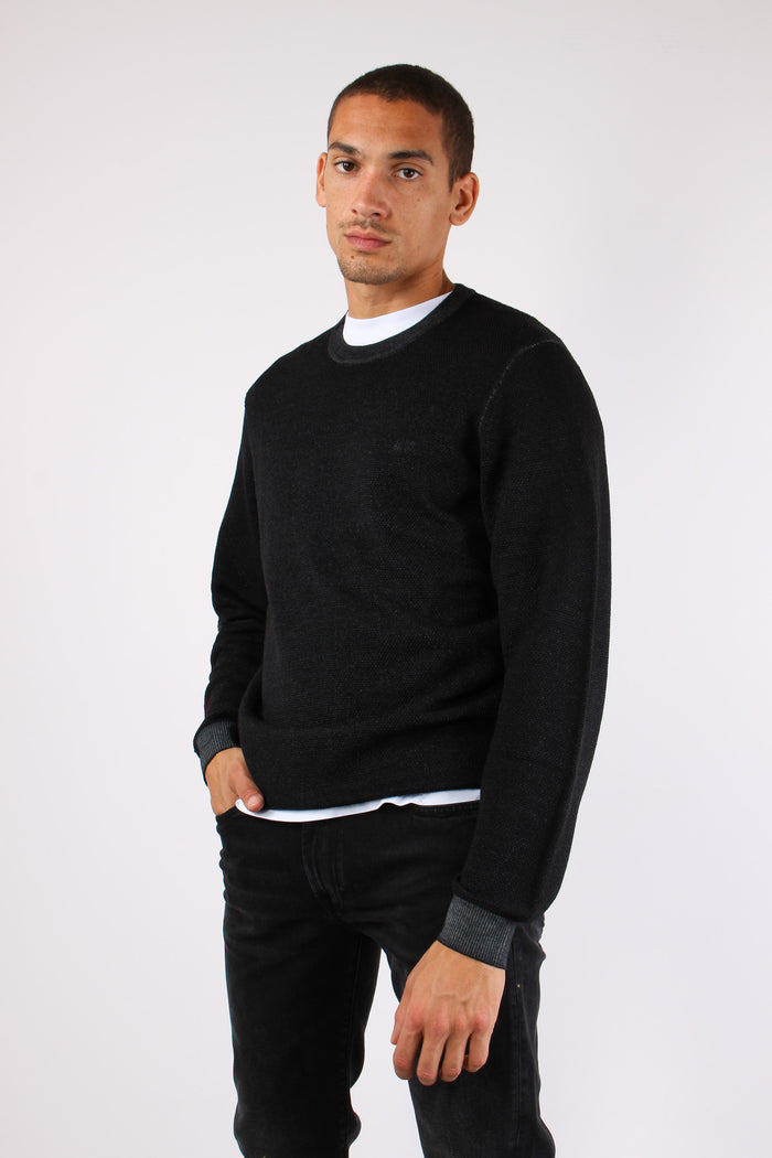 Maglia Lana Punto Riso Nero-7