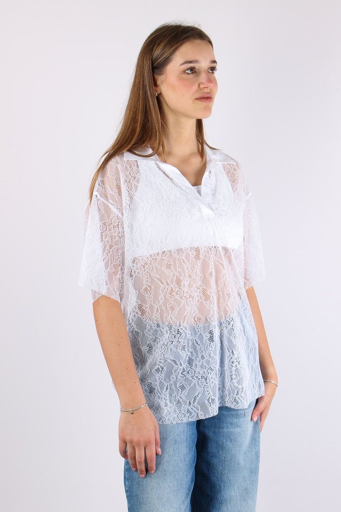 Polo Manica Corta Pizzo Bianco-9