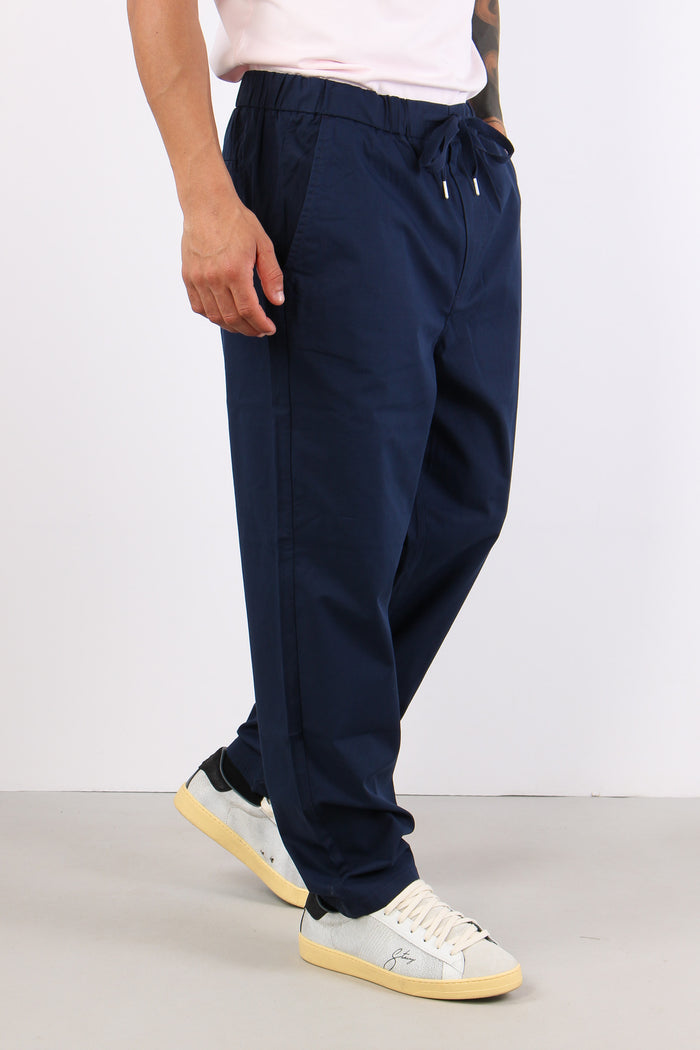 Pantalone Cotone Coulisse Navy Blue-6