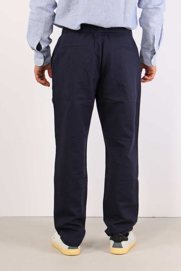 Pantalone Lino Elastico Navy Blue-4
