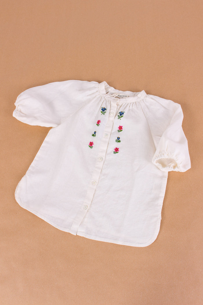 Camicia Coreana Ricamo Fiore Naturale-4
