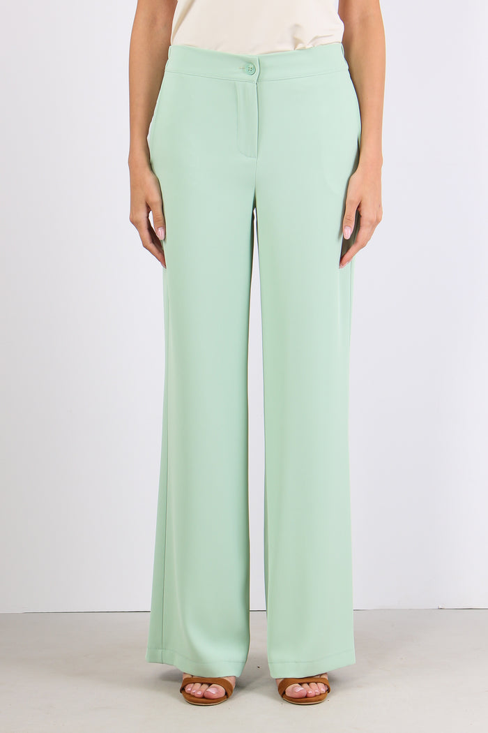 Pantalone Gamba Dritta Fluido Verde-2