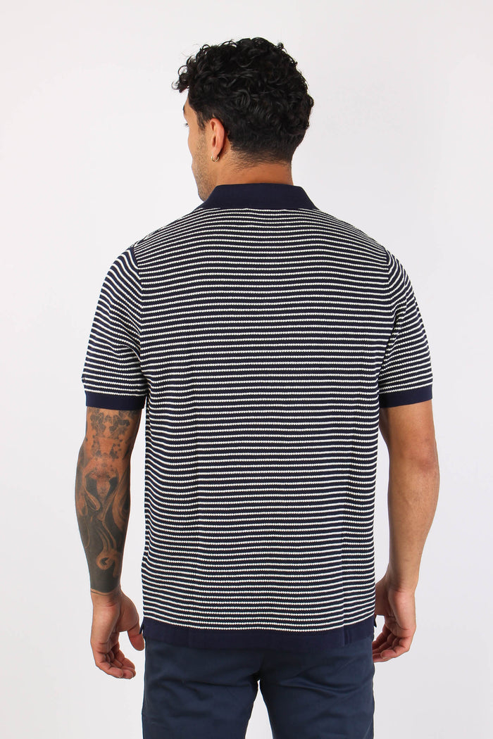 Polo Cotone Crepe Righe Bianco/blu-4