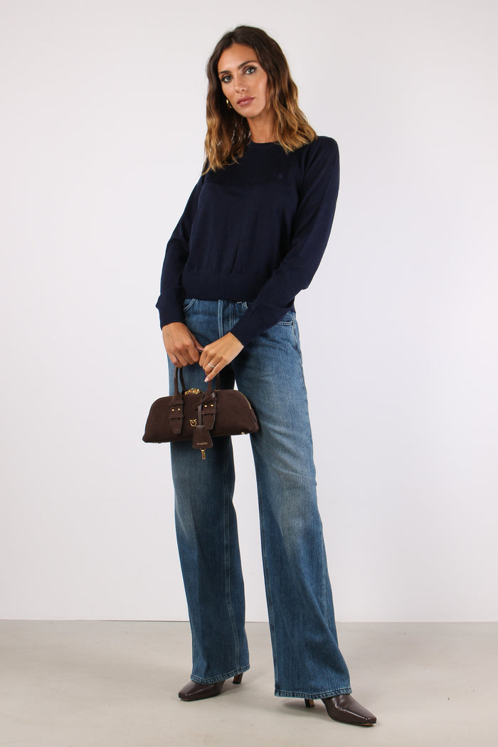 Maglia Girocollo Lana Merinos Hunter Navy