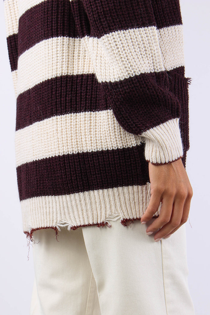 Cardigan Riga Panna/bordeaux-5