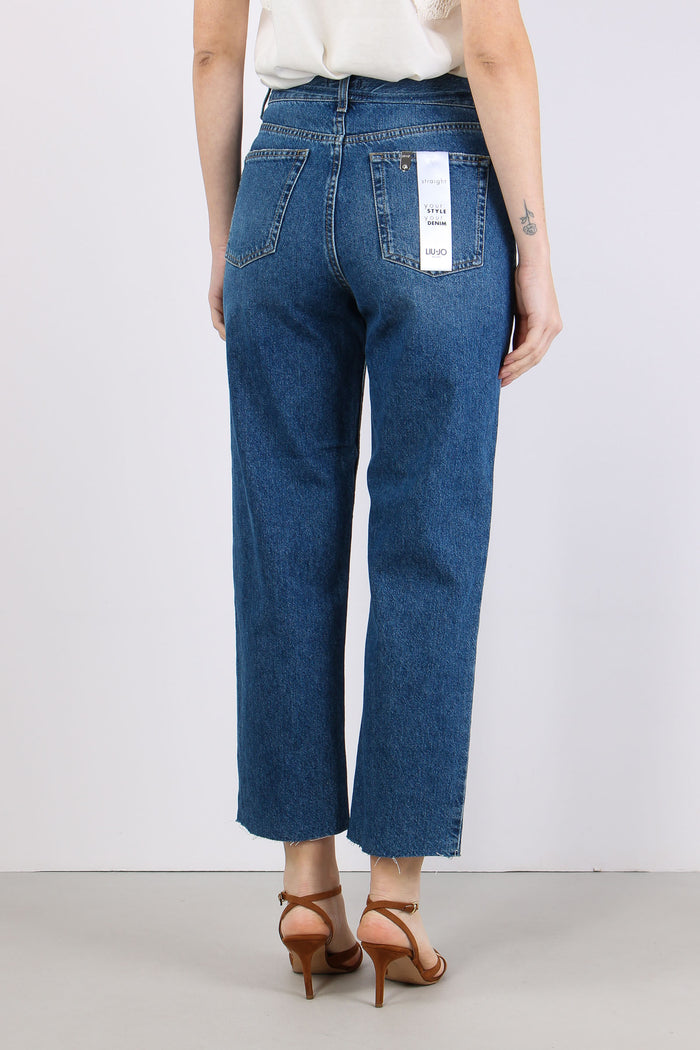 Jeans Straight Stripe Denim Scuro-5