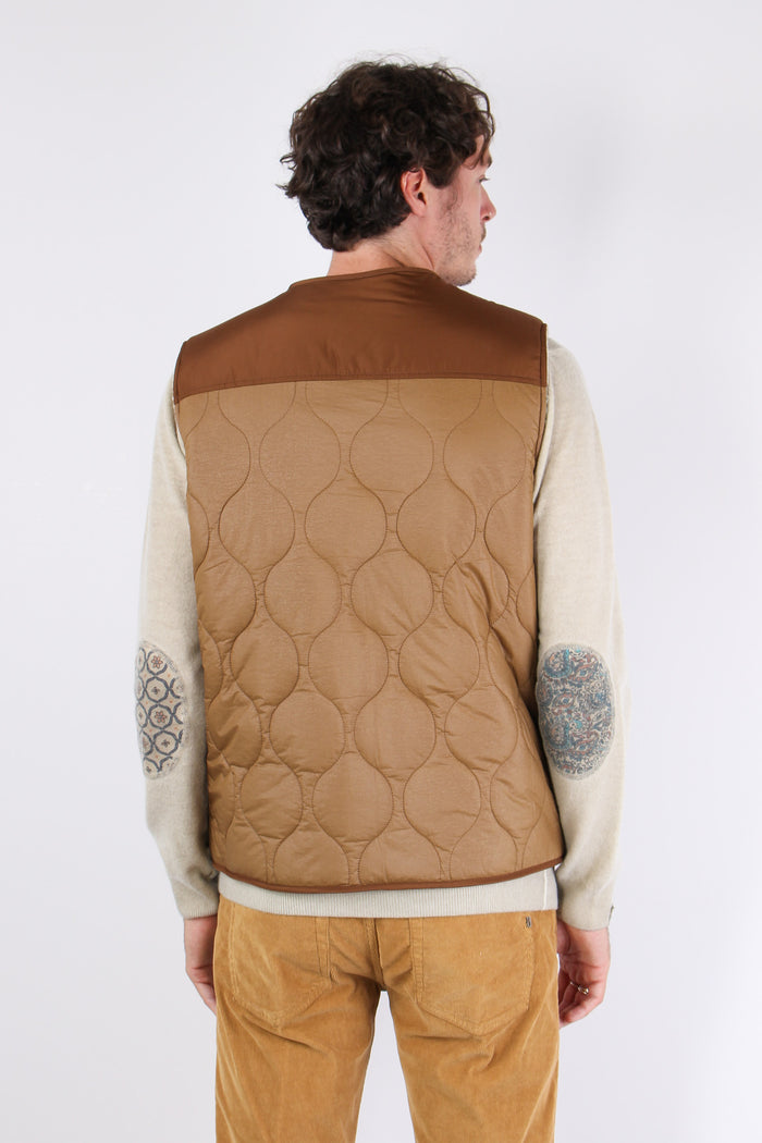 Gilet Trapunta Patch Beige-5