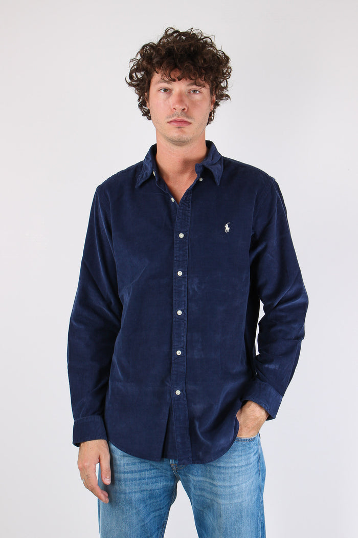 Camicia Velluto Newport Navy/white