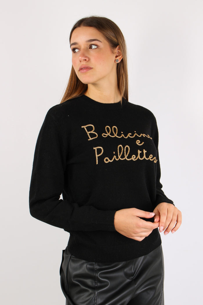 Girocollo Bollicine Paillettes Nero-7