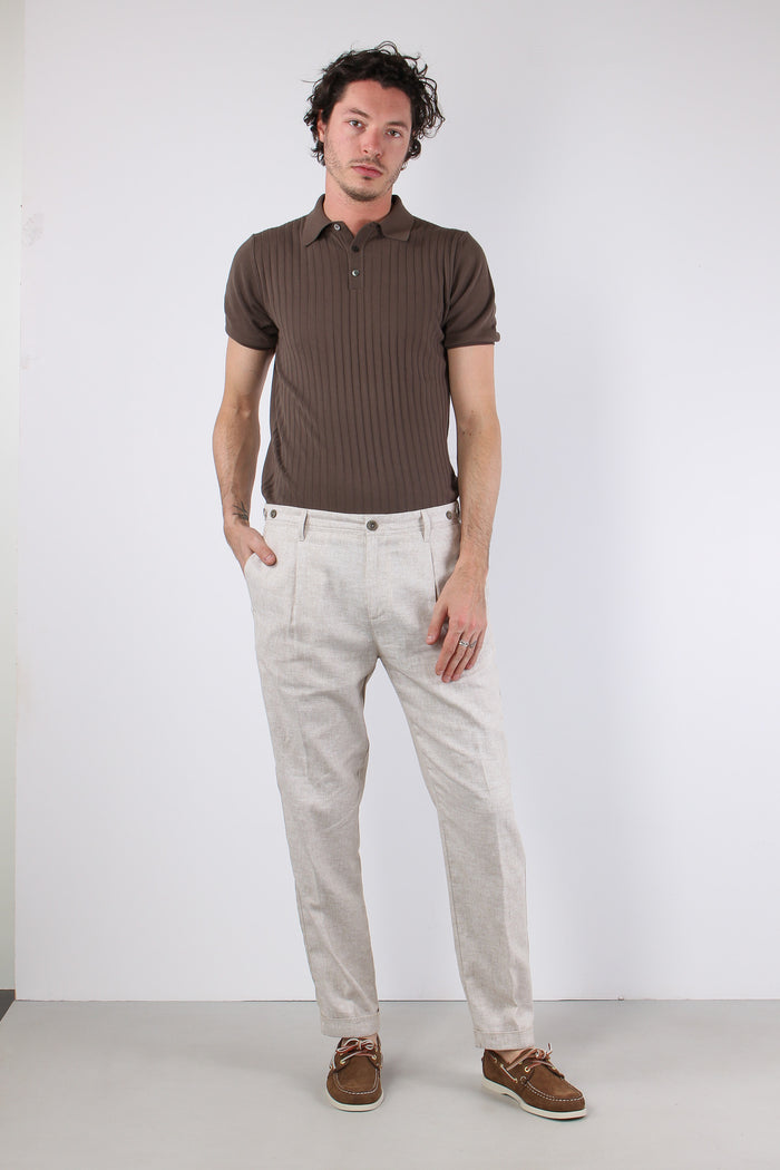 Orzo Pantalone Misto Lino Sabbia