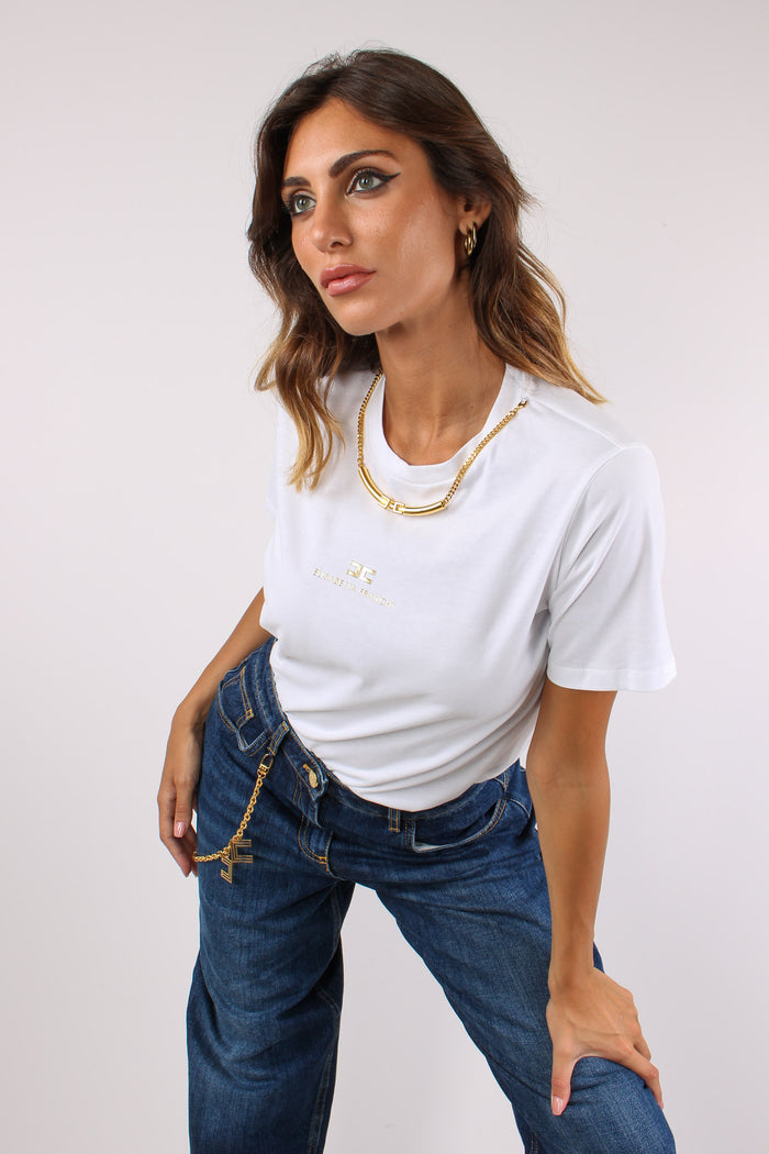 T-shirt Logo Catena Collo Gesso-9